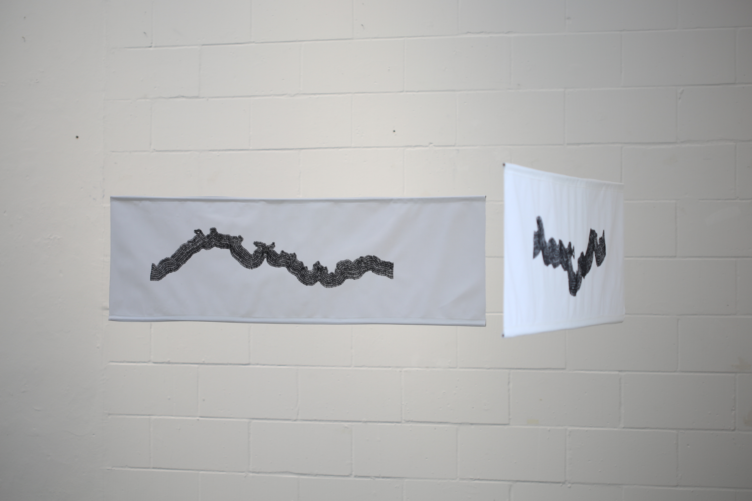 walls | Seidengarn gestickt auf Halbleinen | 2019  | 40 cm x 142 cm