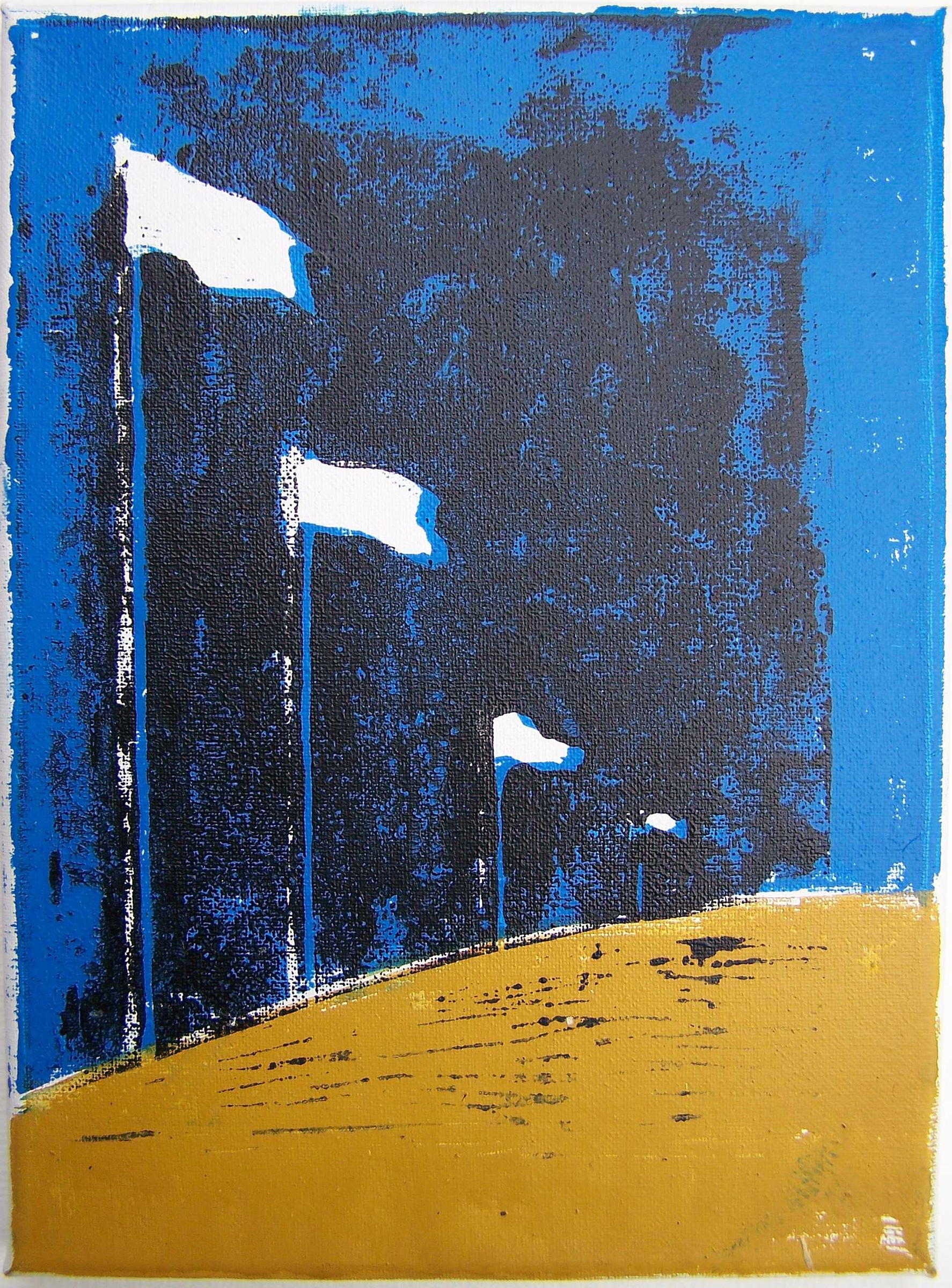 Weisse Fahnen Blau Gelb 18 x 24 cm