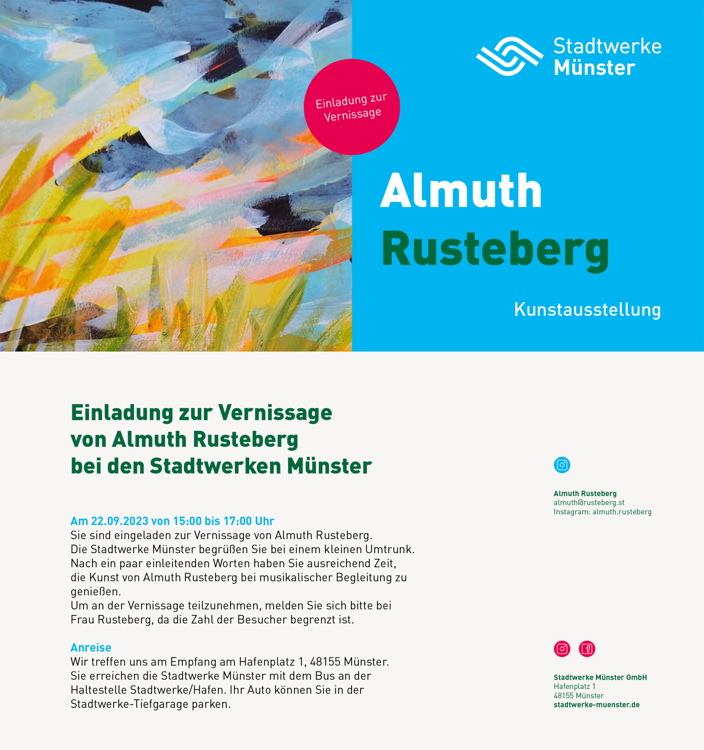 Einladung zur Vernissage Stadtwerke Münster / Almuth Rusteberg