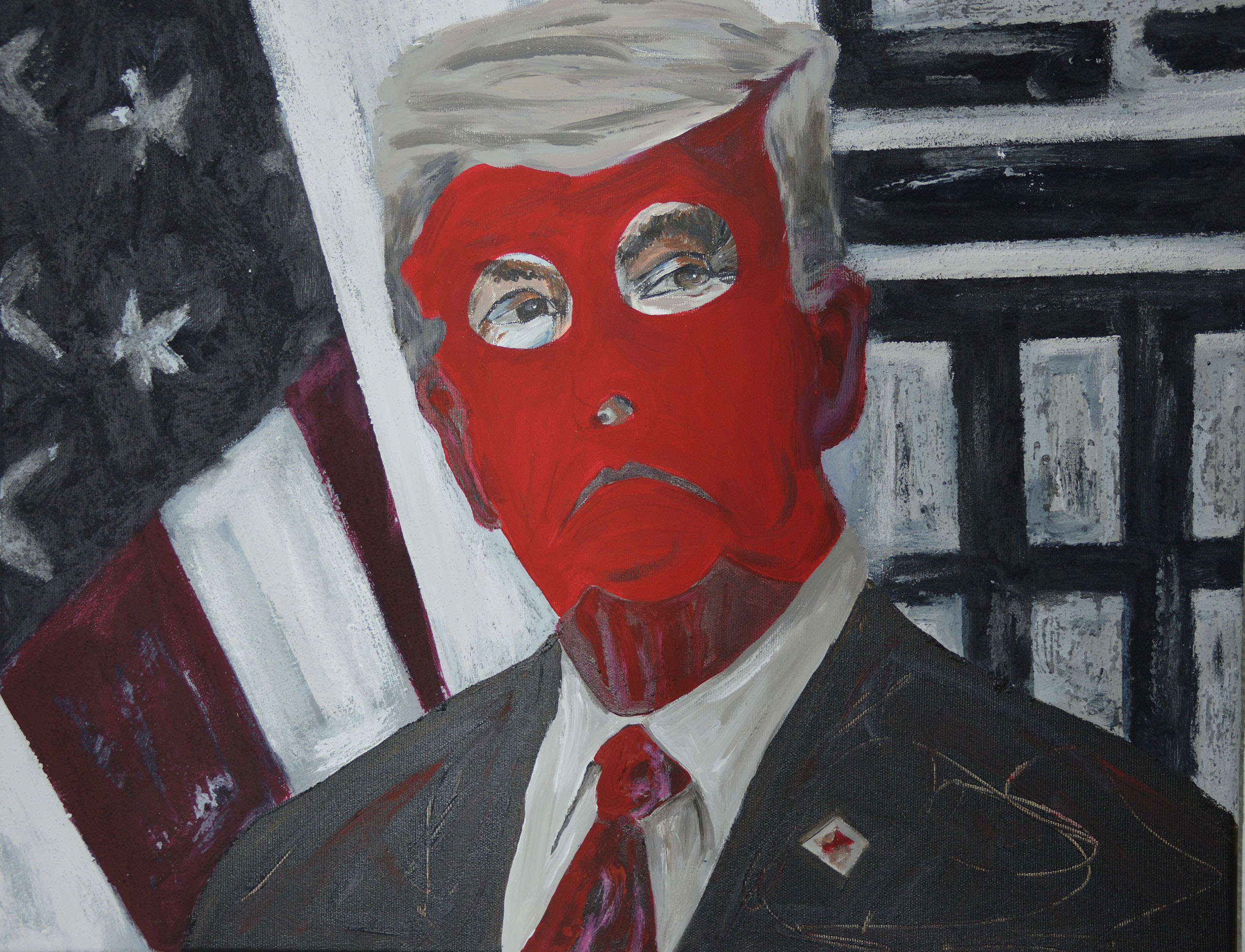 Trump, eine Arbeit aus der Serie: Die Maske wird zum Gesicht, 60 x 80 cm, 2024