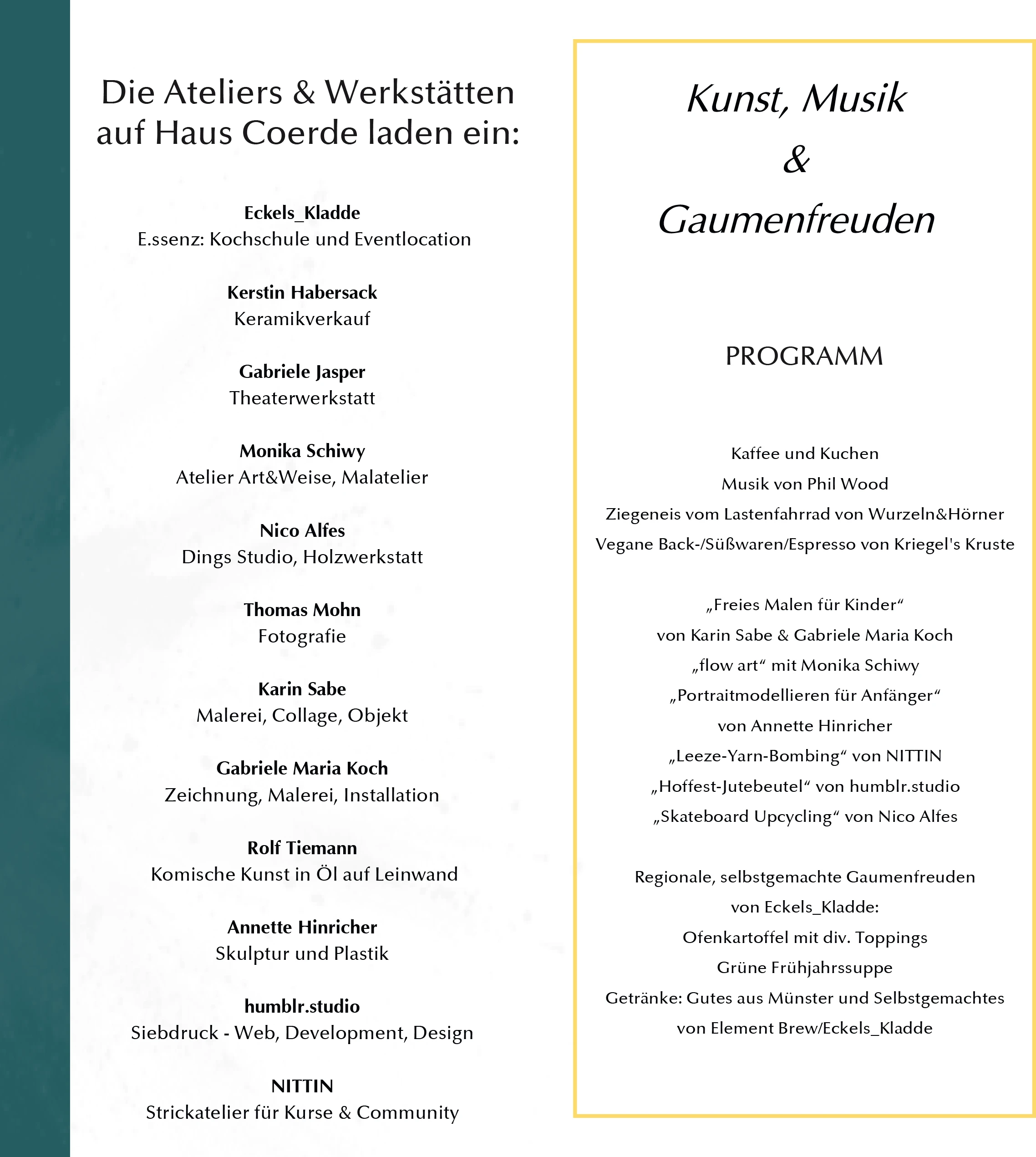 Offene Ateliers Ateliergemeinschaft Haus Coerde Annette Hinricher, Gabriele Maria Koch u.a.